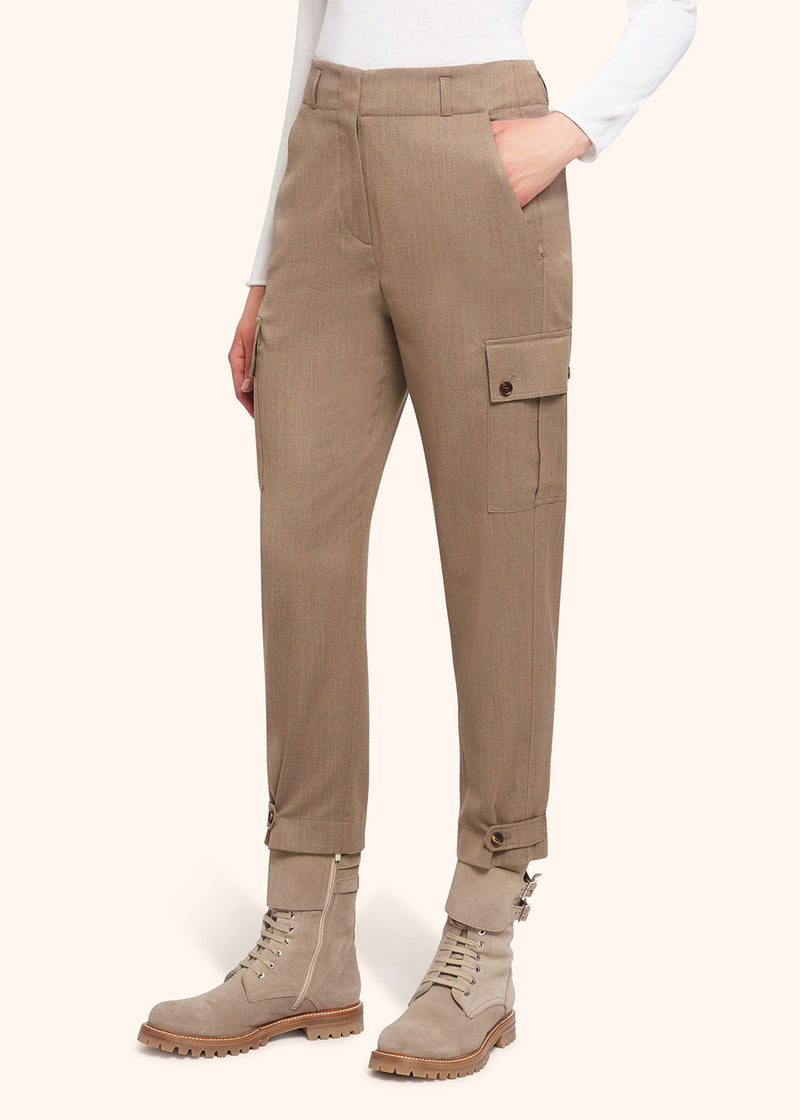 Kiton camel trousers for woman, in virgin wool 2