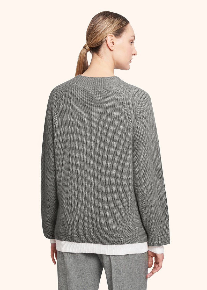Kiton grey/white jersey turtleneck for woman, in cashmere 3
