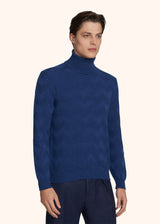 Kiton electric blue jersey high neck for man, in cashmere 2