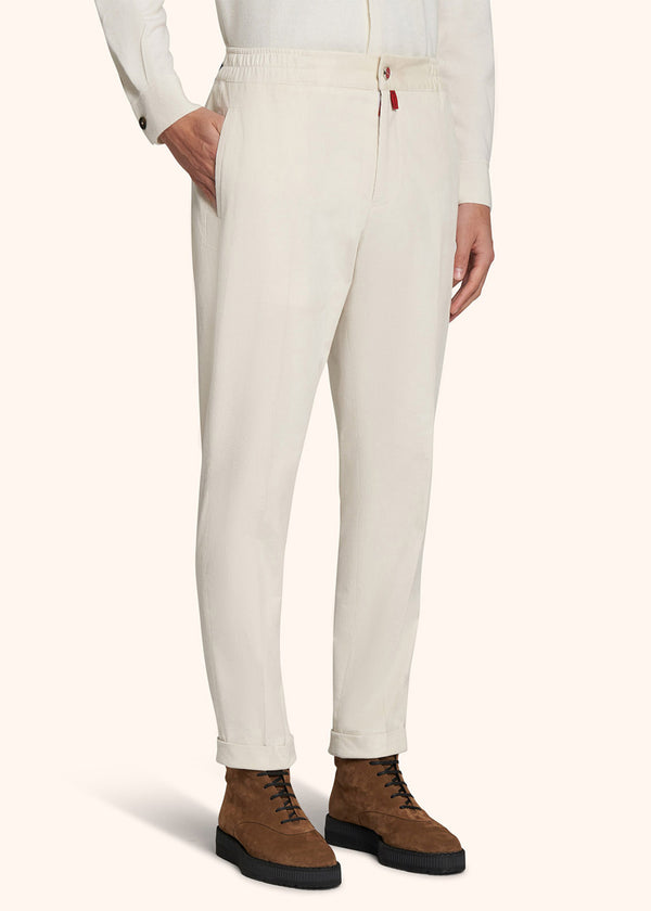 Kiton white trousers for man, in cotton 2