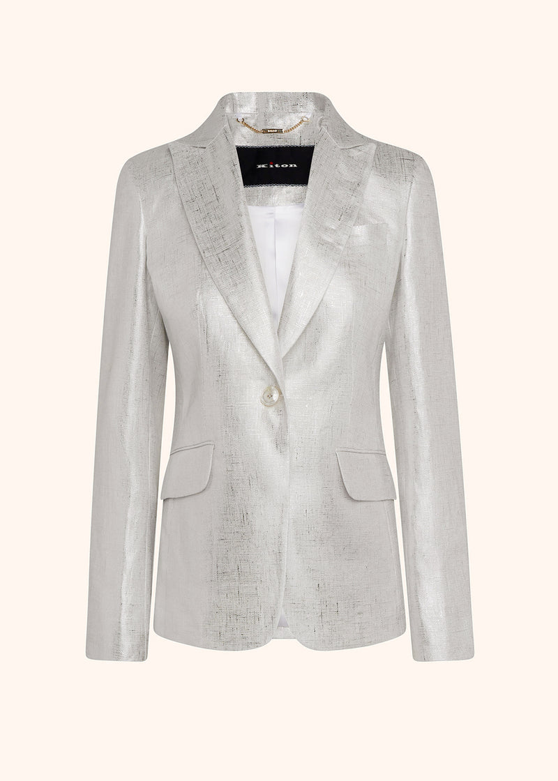 Kiton silver jacket for woman, in linen 1