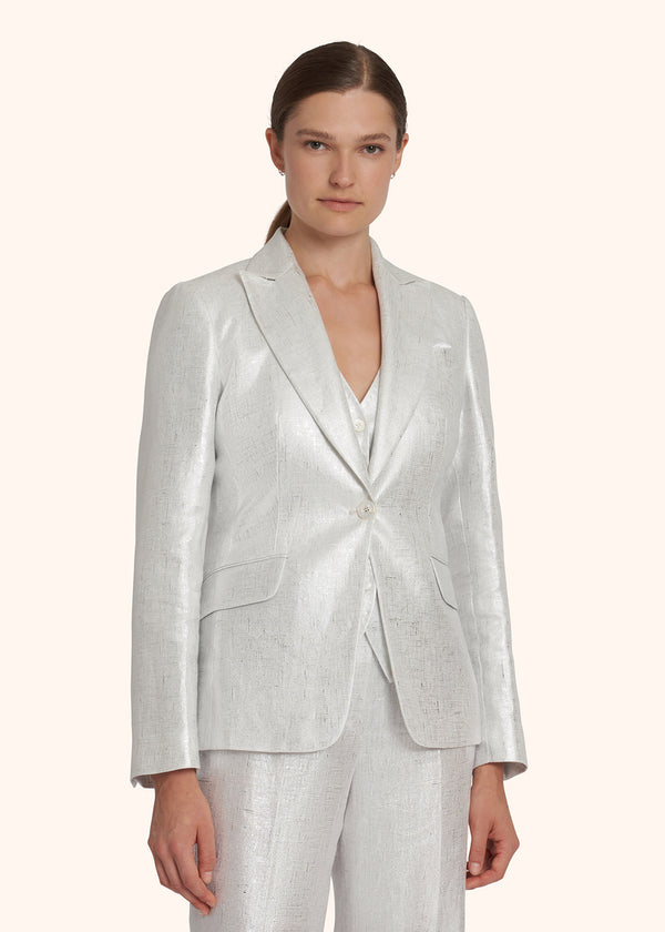 Kiton silver jacket for woman, in linen 2