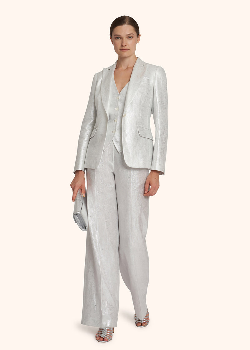 Kiton silver jacket for woman, in linen 5