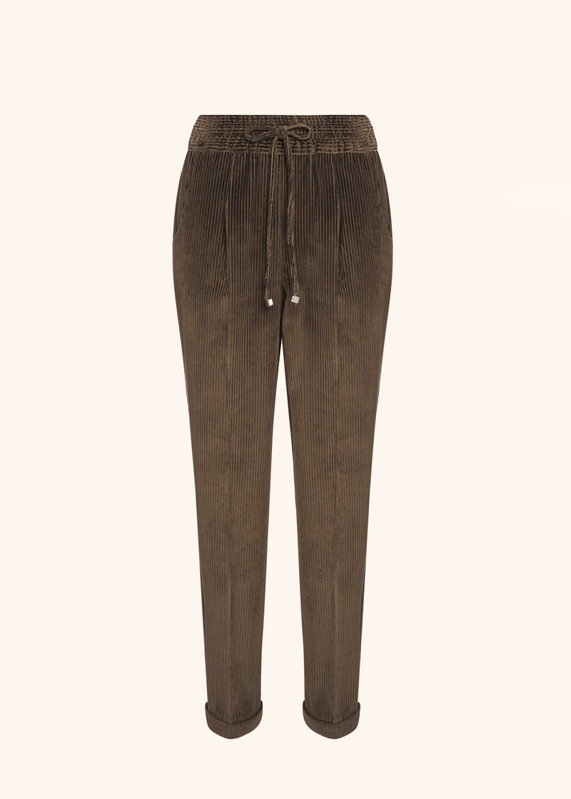 Kiton dark beige trousers for woman, in cotton 1