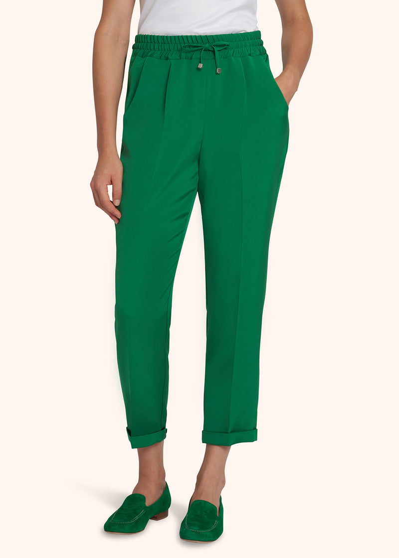 Kiton emerald green trousers for woman, in silk 2