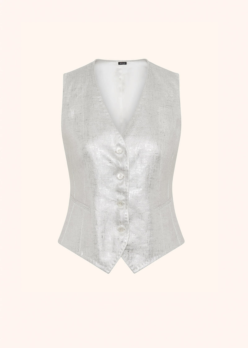 Kiton silver vest for woman, in linen 1