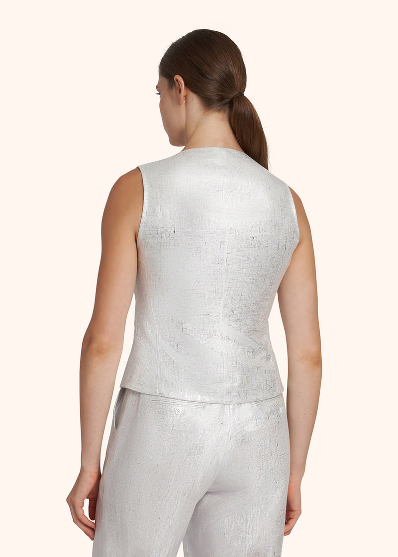 Kiton silver vest for woman, in linen 3