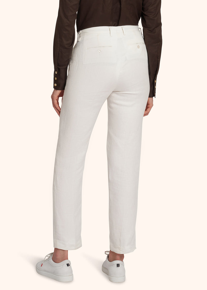 Kiton white trousers for woman, in linen 3