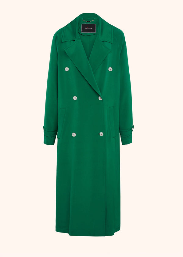 Kiton emerald green coat for woman, in silk 1