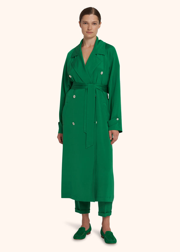 Kiton emerald green coat for woman, in silk 2
