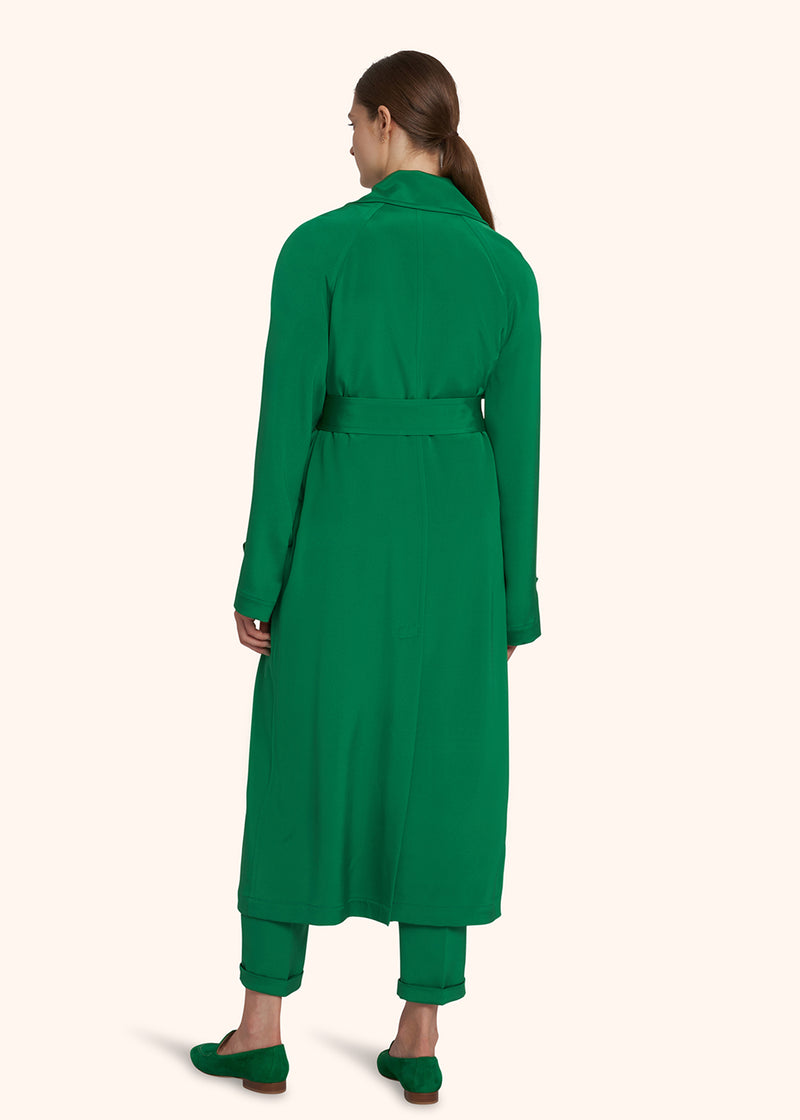 Kiton emerald green coat for woman, in silk 3