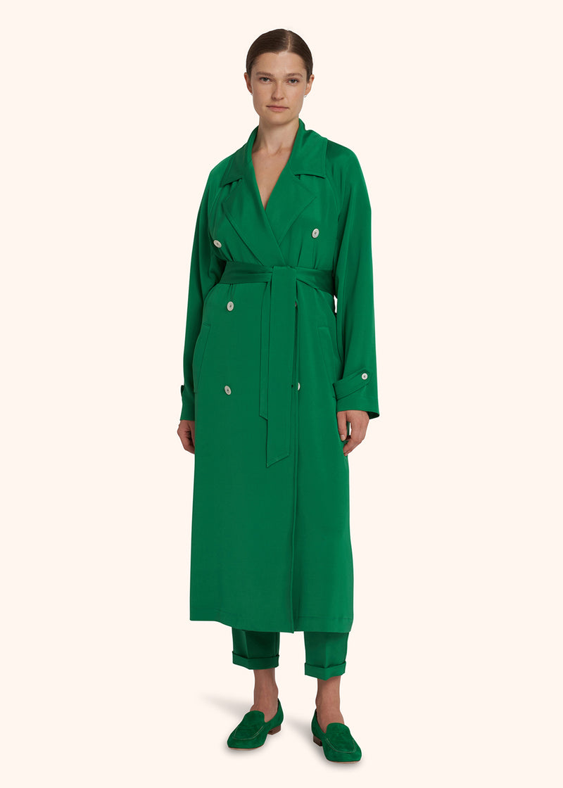 Kiton emerald green coat for woman, in silk 5