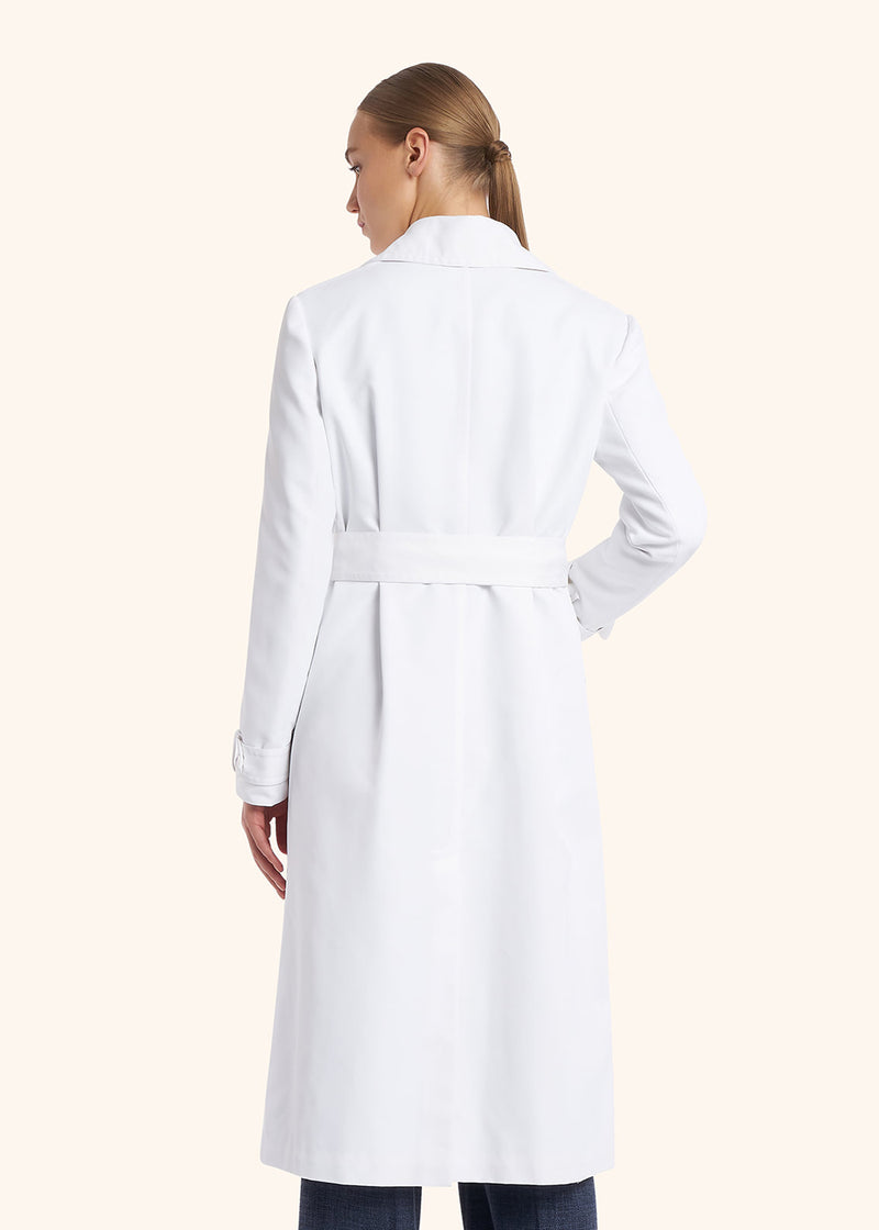 Kiton optical white coat for woman, in polyamide/nylon 3