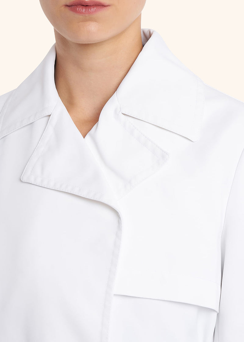 Kiton optical white coat for woman, in polyamide/nylon 4