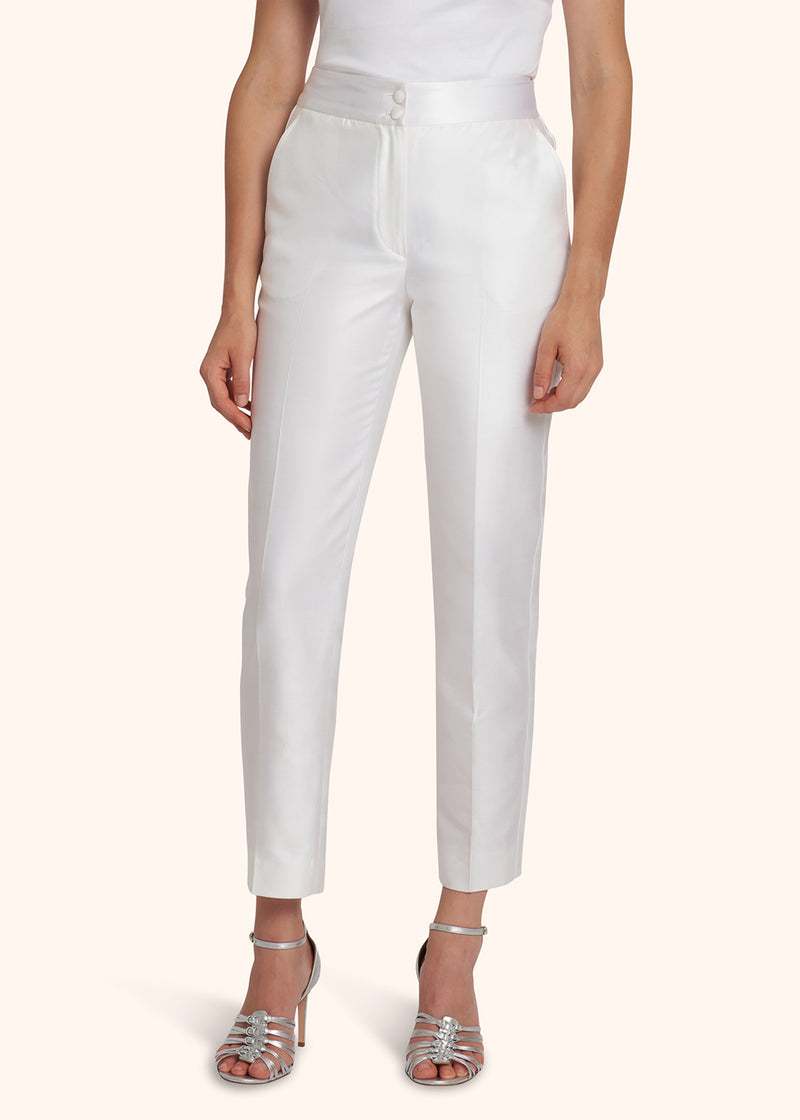 Kiton optical white trousers for woman, in cotton 2
