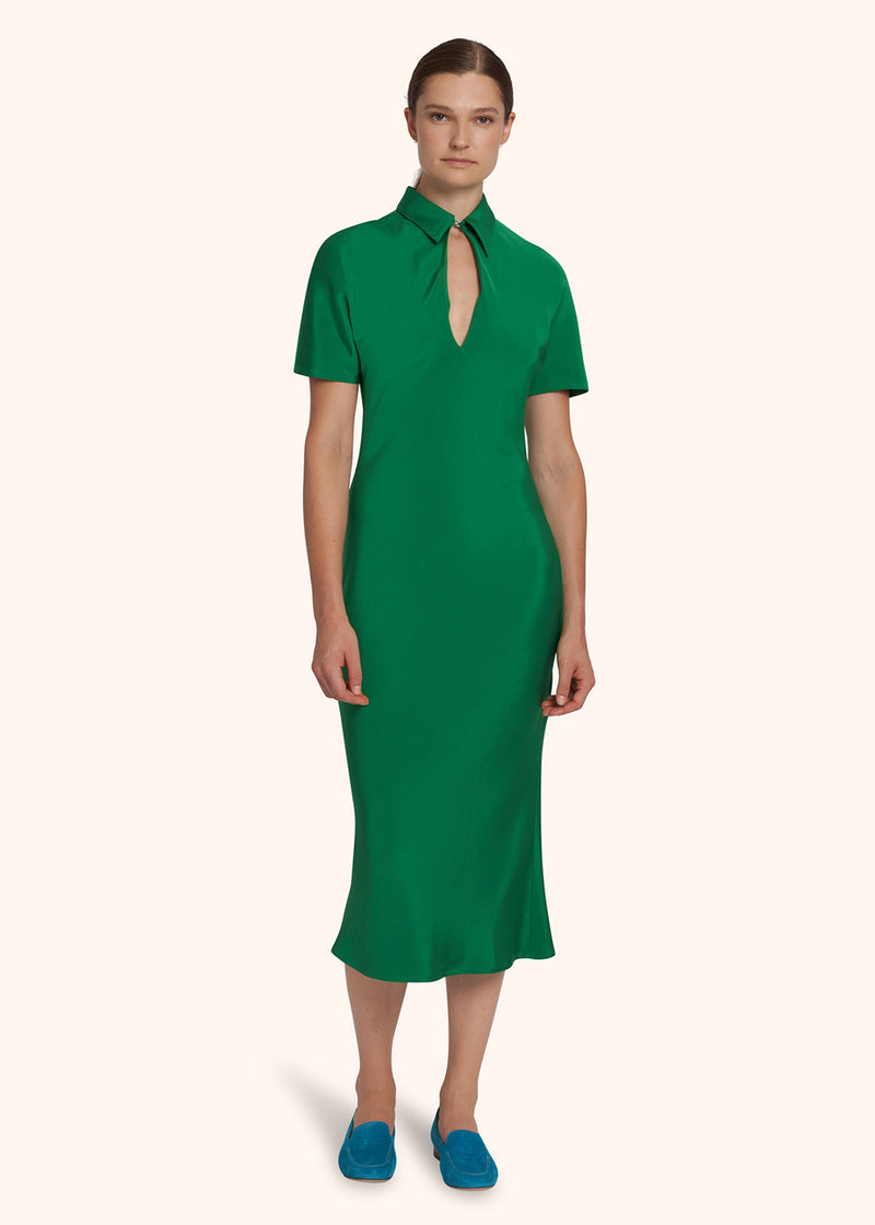 Kiton emerald green dress for woman, in silk 2