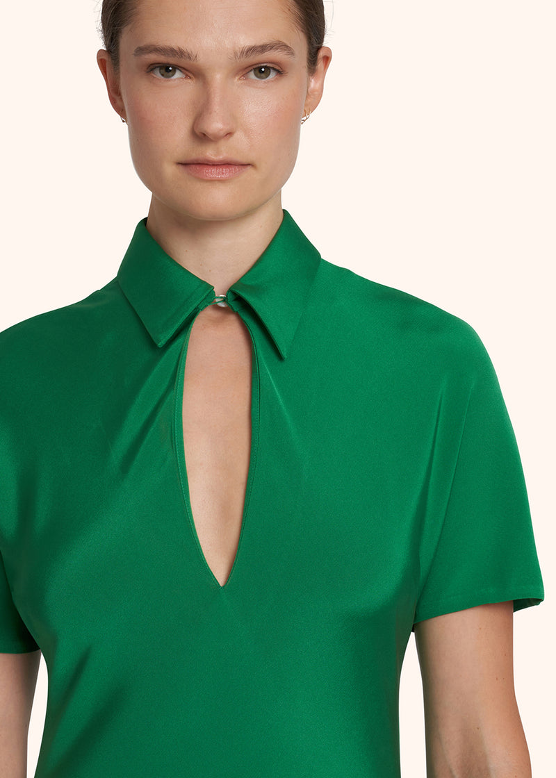 Kiton emerald green dress for woman, in silk 4