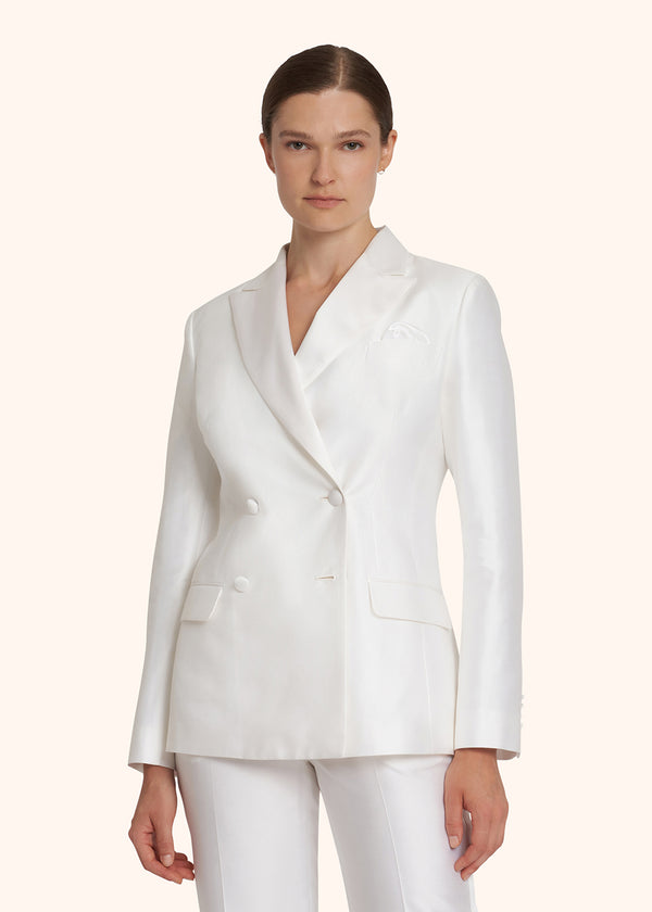 Kiton optical white jacket for woman, in cotton 2