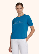 Kiton ocean blue/light grey jersey roundneck for woman, in cashmere 2