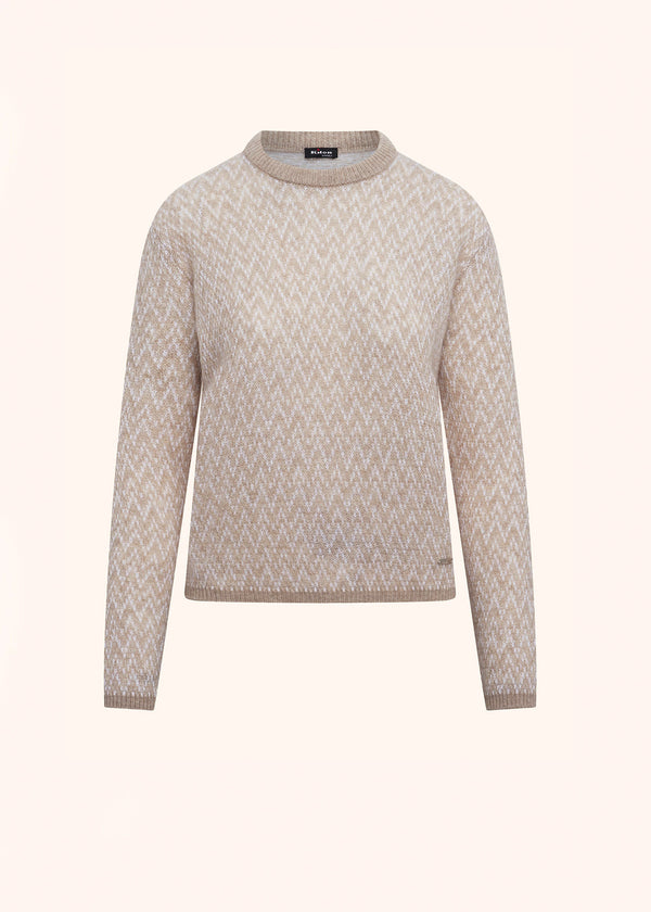 Kiton beige/white jersey round neck for woman, in cashmere 1