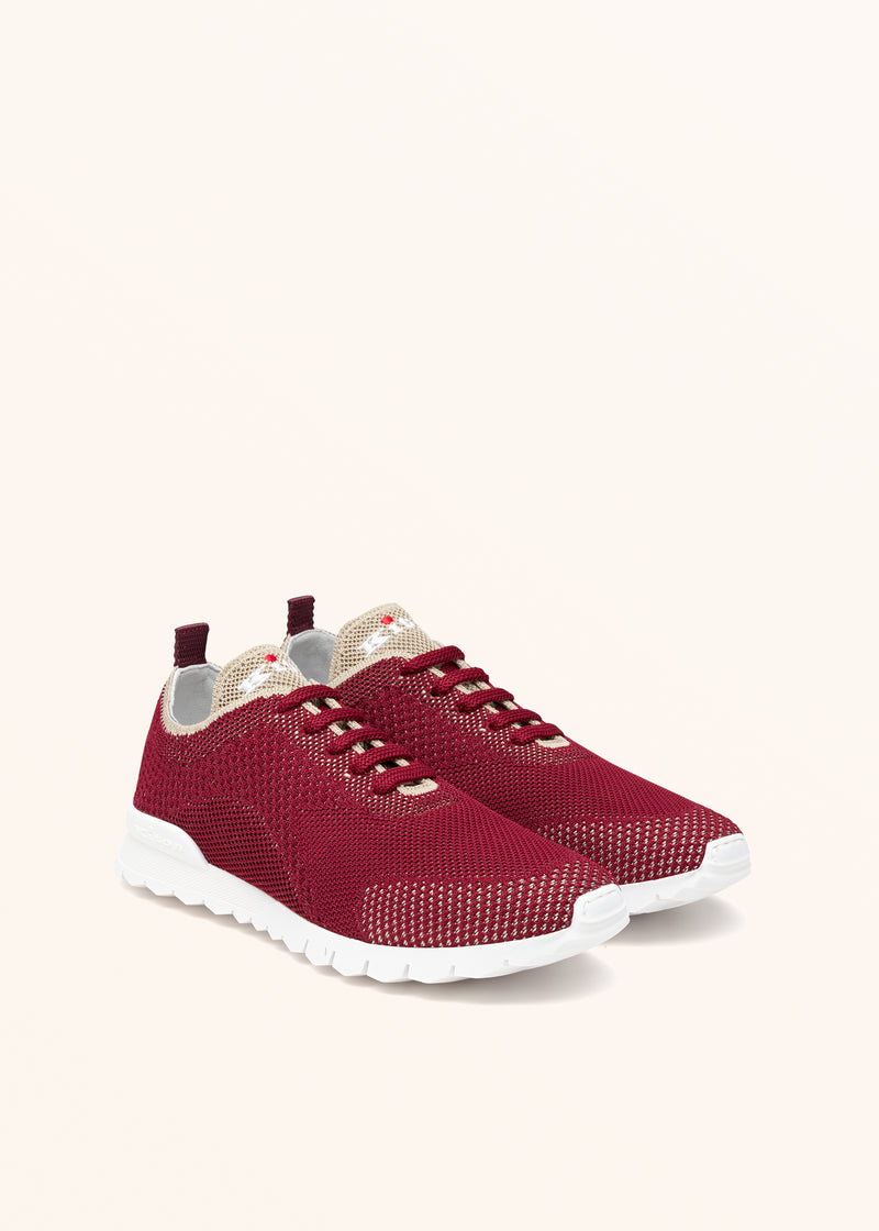 Kiton bordeaux/ivory shoes for woman, in cotton 2