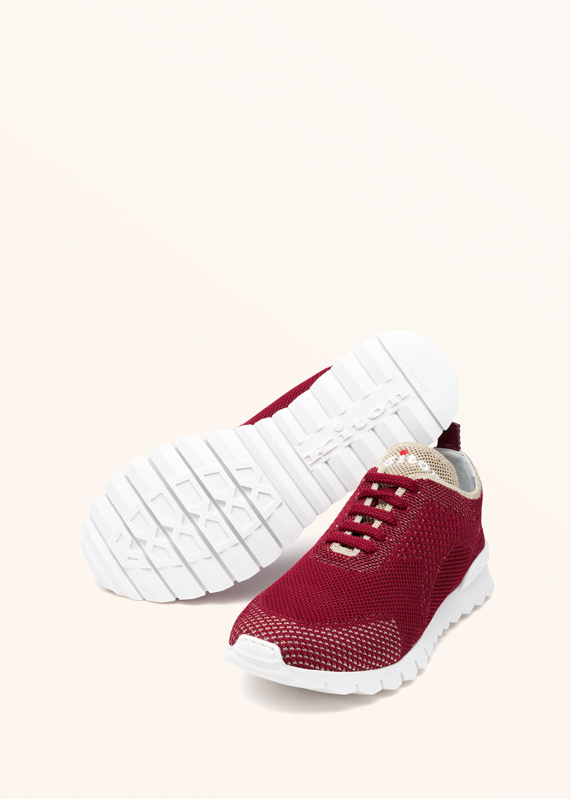 Kiton bordeaux/ivory shoes for woman, in cotton 3