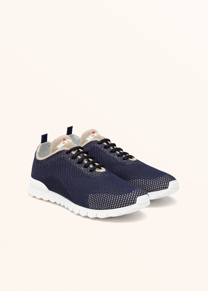 Kiton navy blu/ivory shoes for woman, in cotton 2