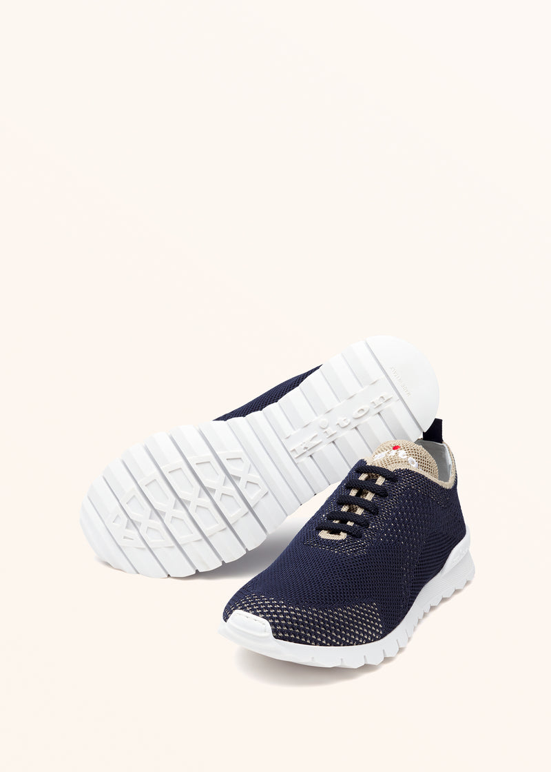 Kiton navy blu/ivory shoes for woman, in cotton 3