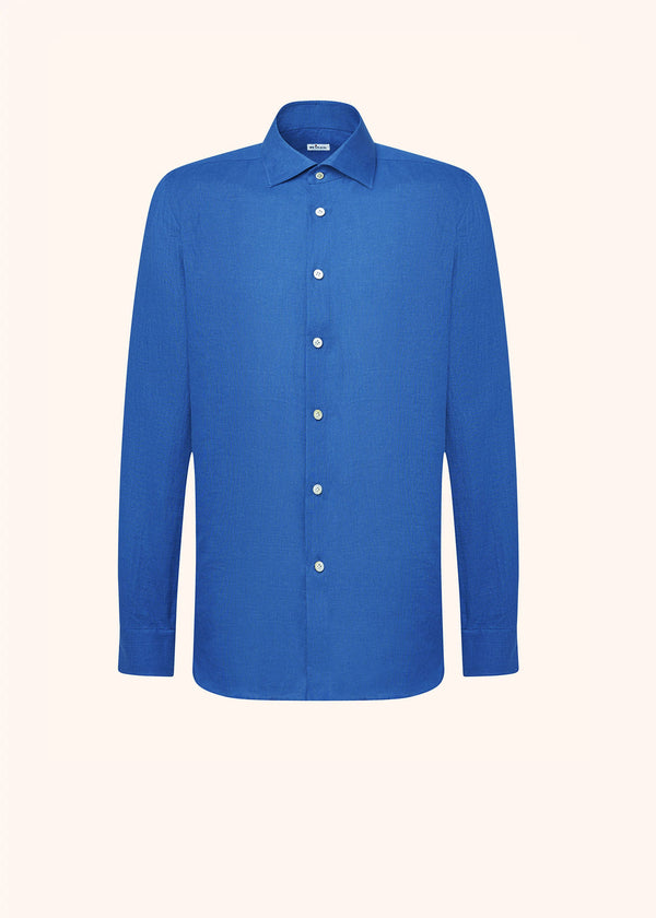 Kiton cornflower blue shirt for man, in linen 1