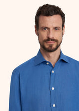 Kiton cornflower blue shirt for man, in linen 4