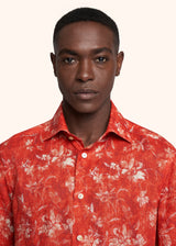 Kiton red shirt for man, in linen 4