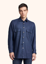 Kiton blue shirt for man, in cashmere 2