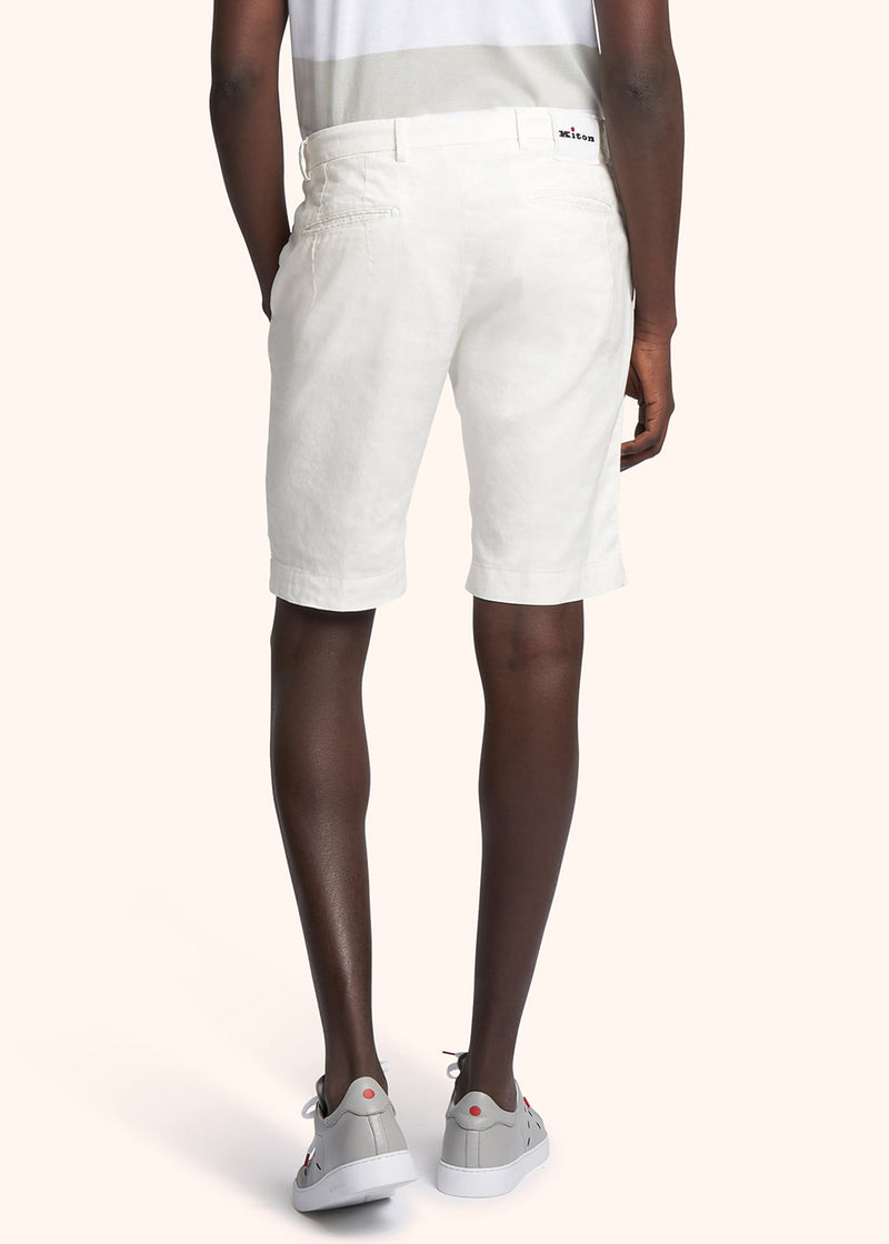 Kiton cream white trousers for man, in linen 3