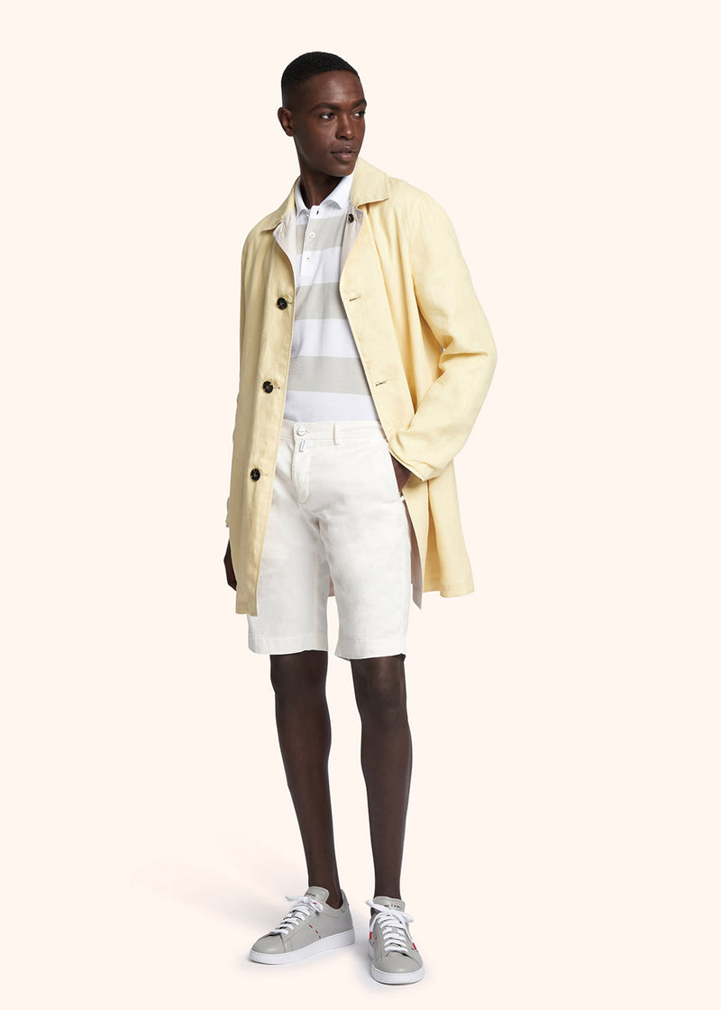 Kiton cream white trousers for man, in linen 5