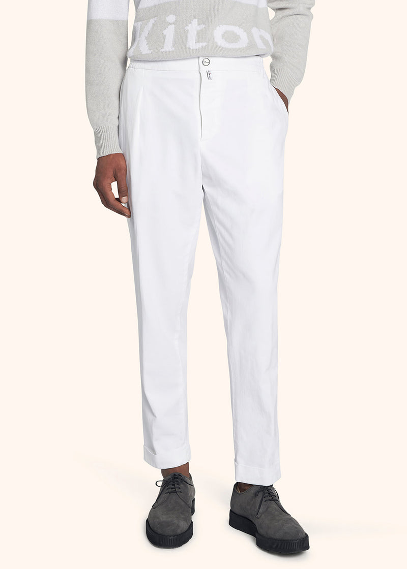 Kiton white trousers for man, in lyocell 2