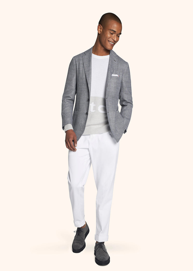 Kiton white trousers for man, in lyocell 5