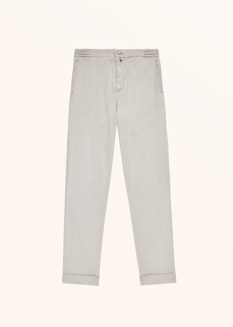 Kiton pearl grey trousers for man, in lyocell 1