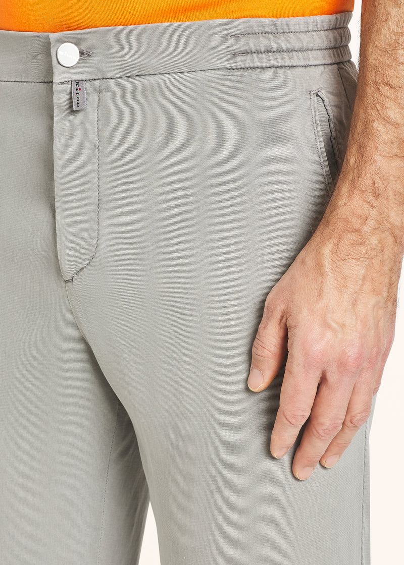 Kiton pearl grey trousers for man, in lyocell 4