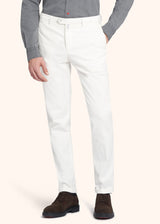 Kiton ivory trousers for man, in cotton 2