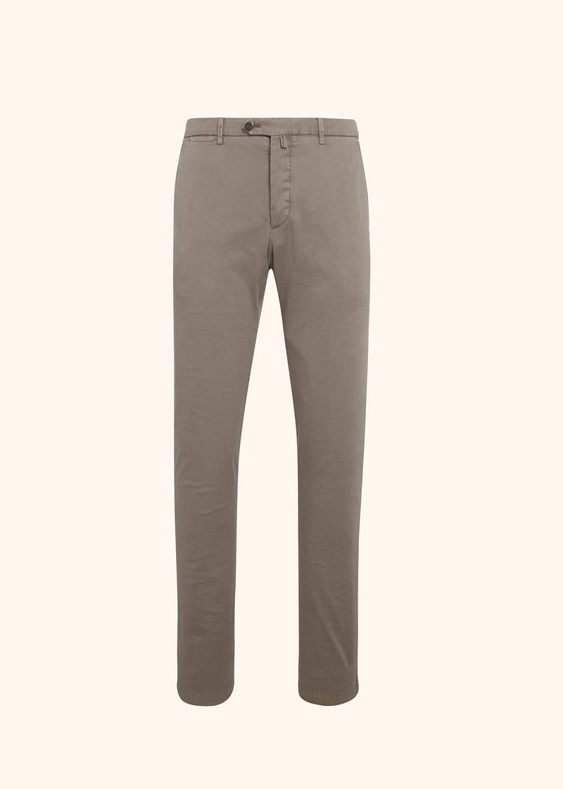 Kiton taupe trousers for man, in cotton 1