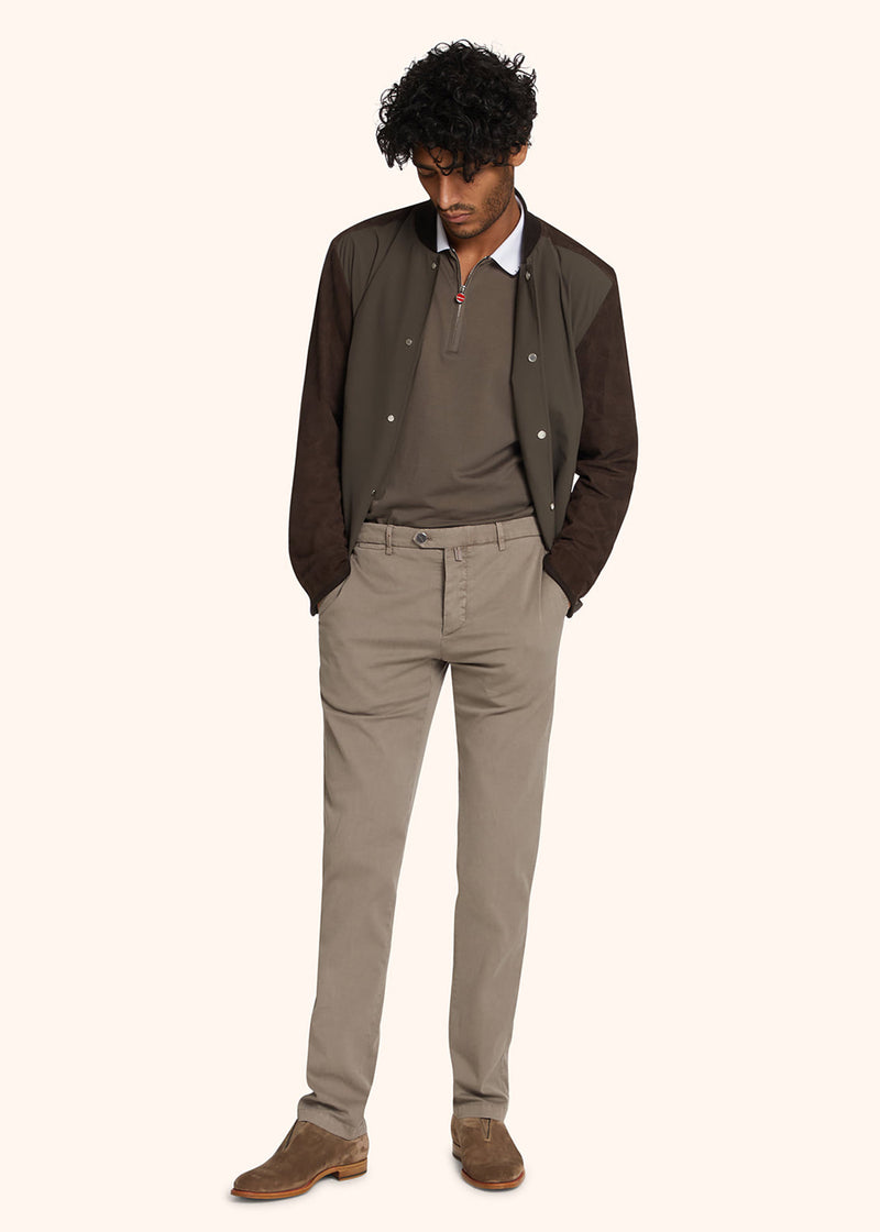 Kiton taupe trousers for man, in cotton 5