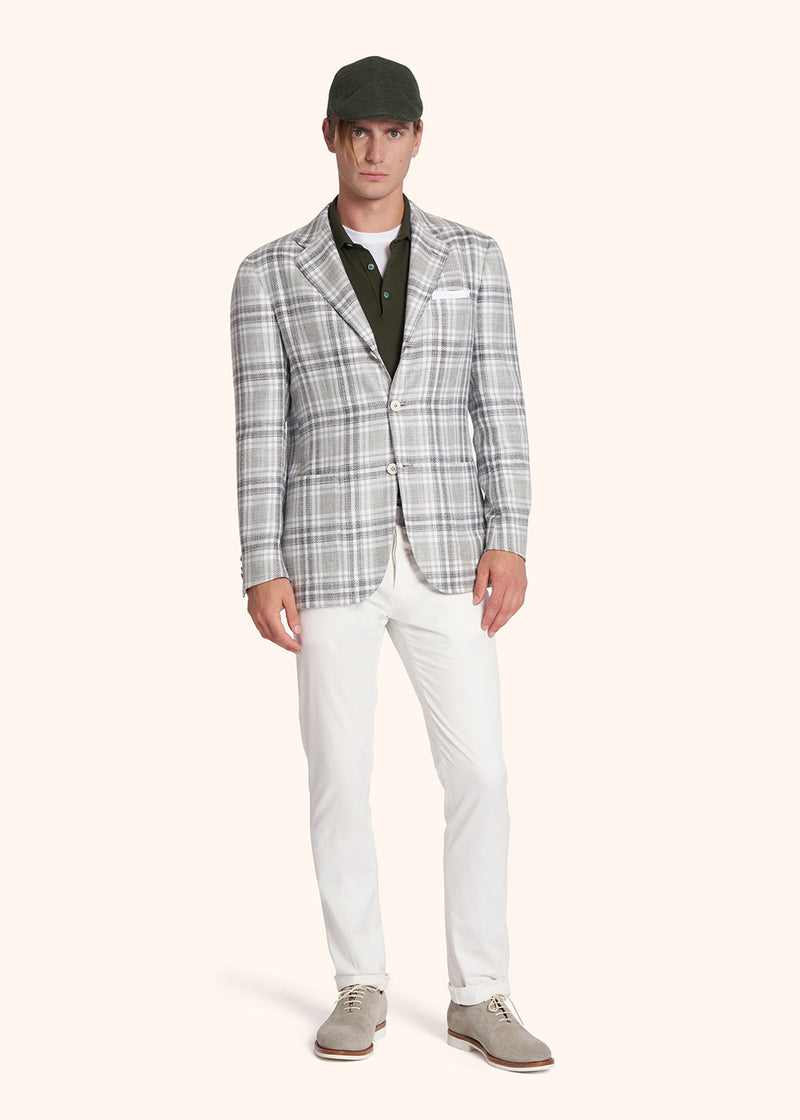 Kiton cream white trousers for man, in cotton 5