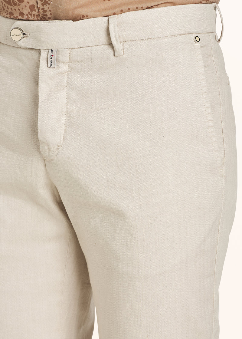 Kiton beige trousers for man, in linen 4