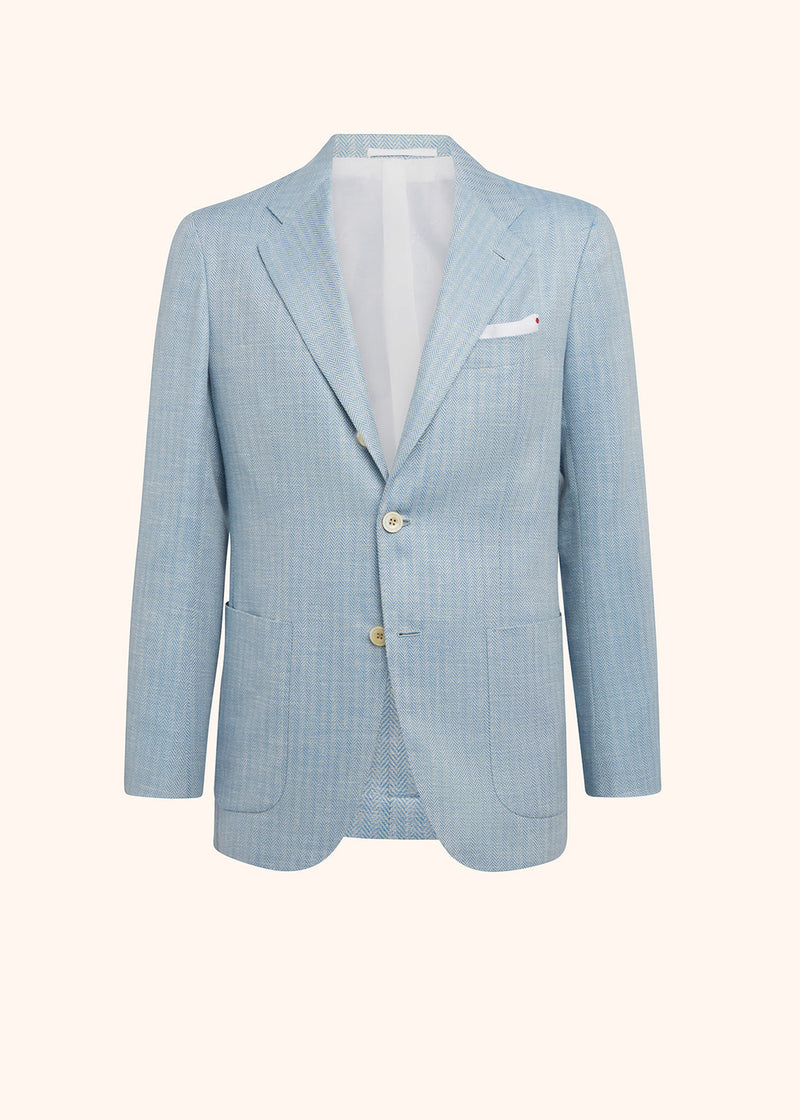Kiton sky blue jacket for man, in virgin wool 1