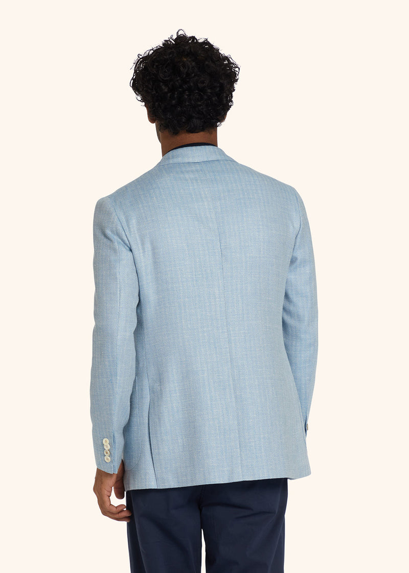 Kiton sky blue jacket for man, in virgin wool 3