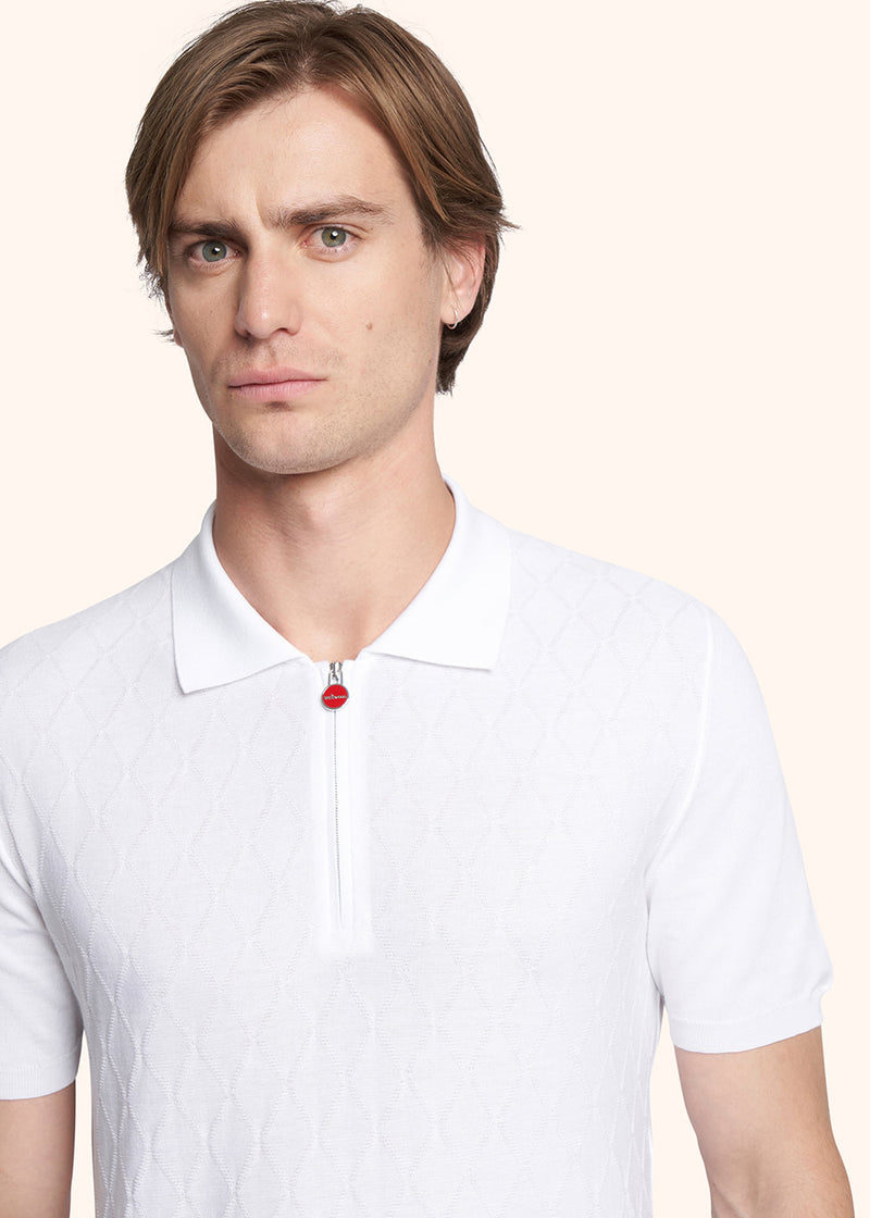 Kiton white jersey poloshirt for man, in cotton 4
