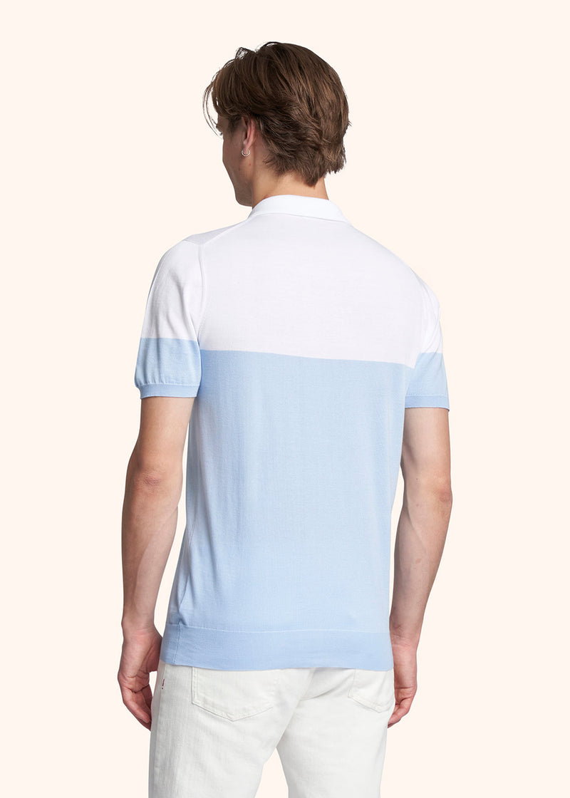 Kiton white/sky jersey poloshirt for man, in cotton 3