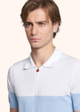 Kiton white/sky jersey poloshirt for man, in cotton 4