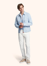 Kiton white/sky jersey poloshirt for man, in cotton 5