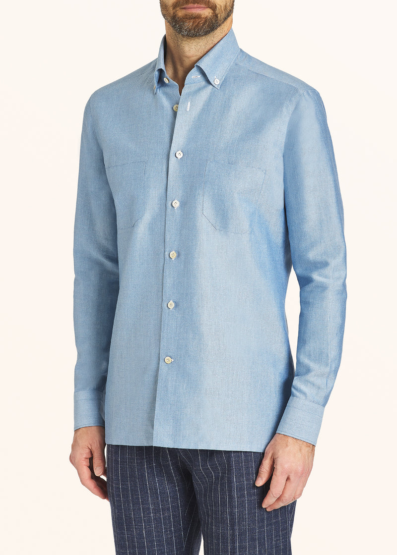 Kiton blue heavenly ciro - shirt for man, in cotton 2